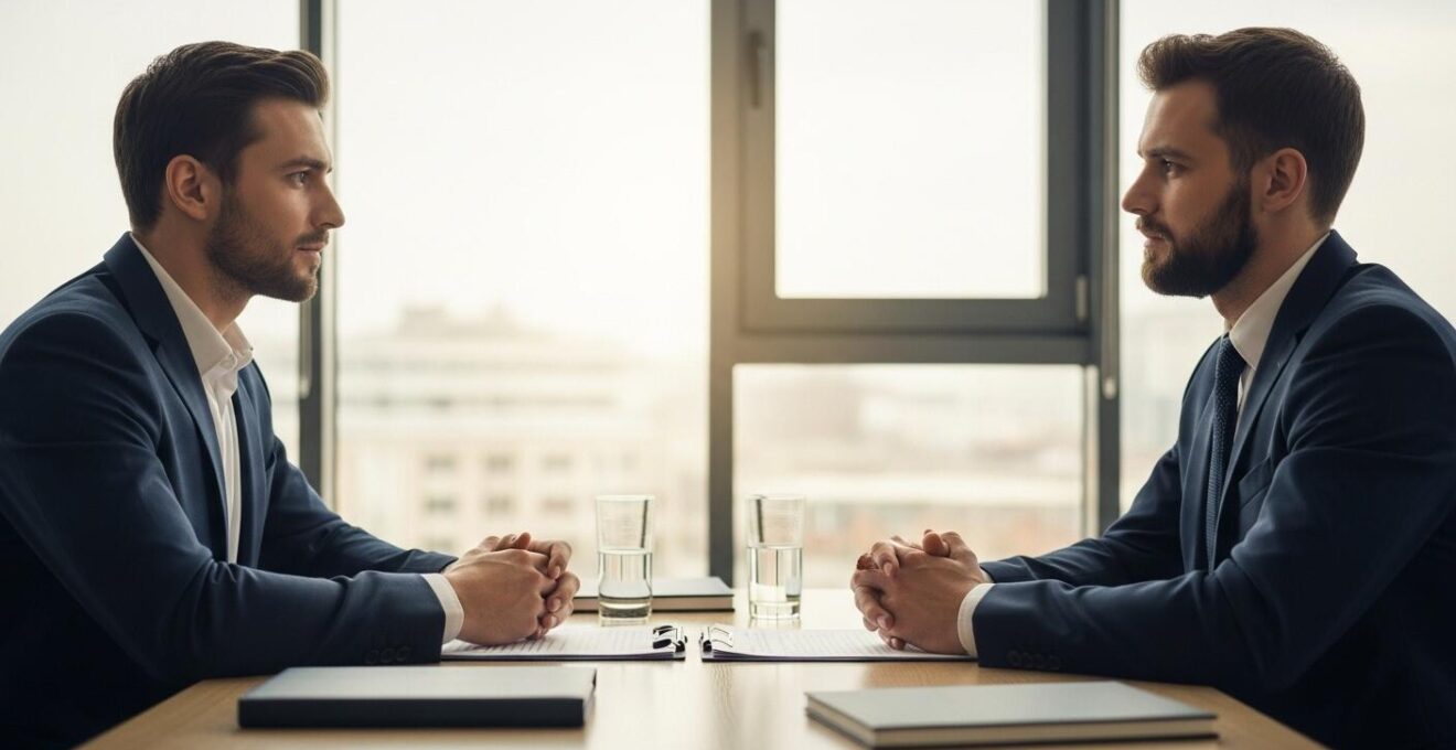 Image montrant deux personnes négociant autour d'une table de réunion, symbolisant la négociation du juste prix lors d'une reprise d'entreprise.
